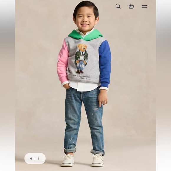 NWT Polo Ralph Lauren Boys Polo Bear Color Blocked Fleece Hoodie - Picture 2 of 13